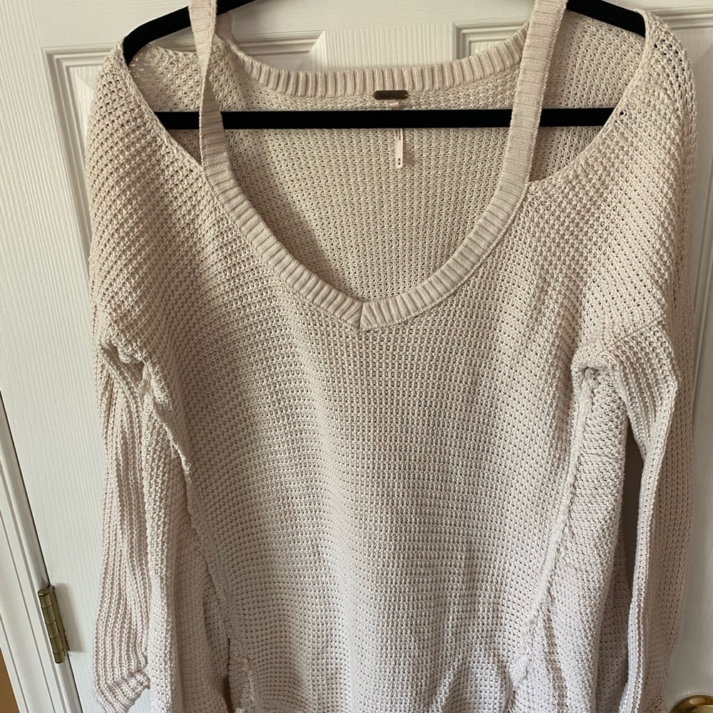 Free people waffle knot cold shoulder cotton top